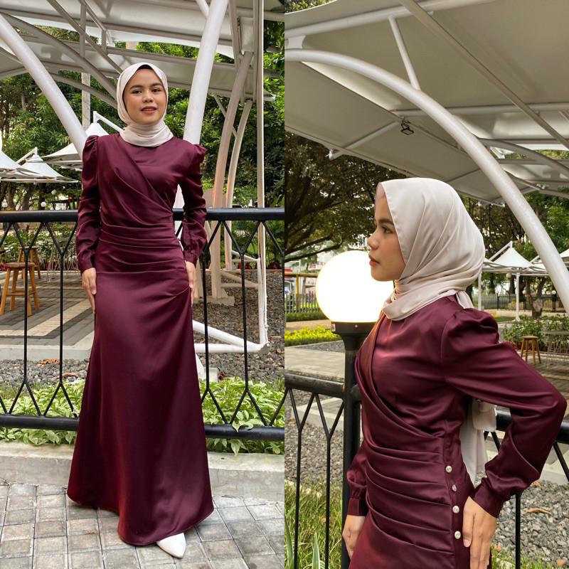 Mahaka Dress Satin Velvet Premium Baju Kondangan Kekinian Gamis Soraya Wanita Muslim Lebaran Terbaru