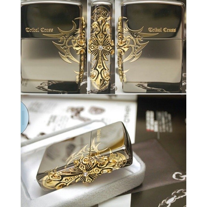 TERMURAH Korek Api Roda Classic Design Side Tribar Cross Emblem Timbul Black Ice Grade Ori Free Box 