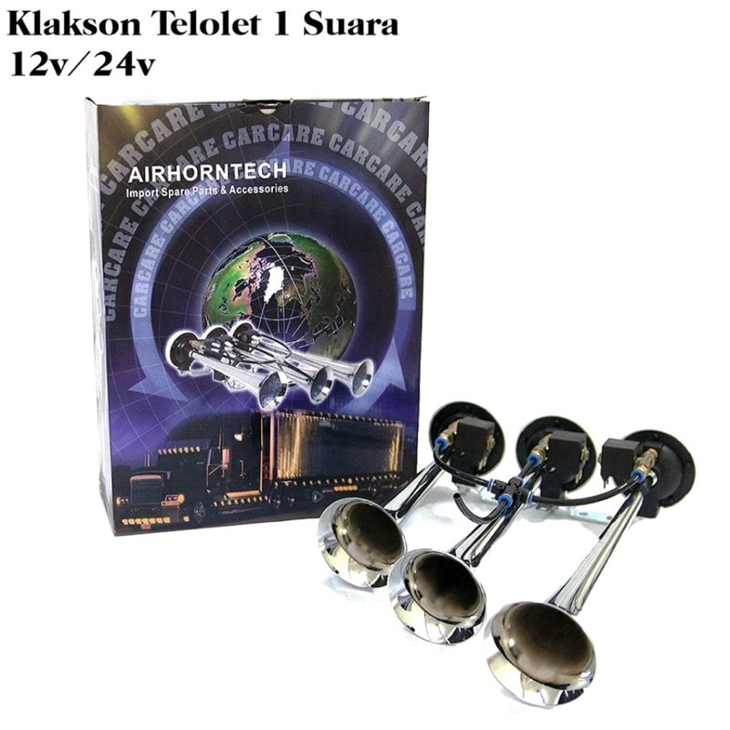 klakson telolet 3 terompet corong 24volt/12volt 3 corong crom / klakson truk 6suara airhorn