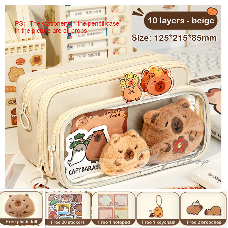 

Capybara Tempat alat tulis kotak pensil aesthetic Tas PenaTempat Pencil Tas Pensil kapasitas besar