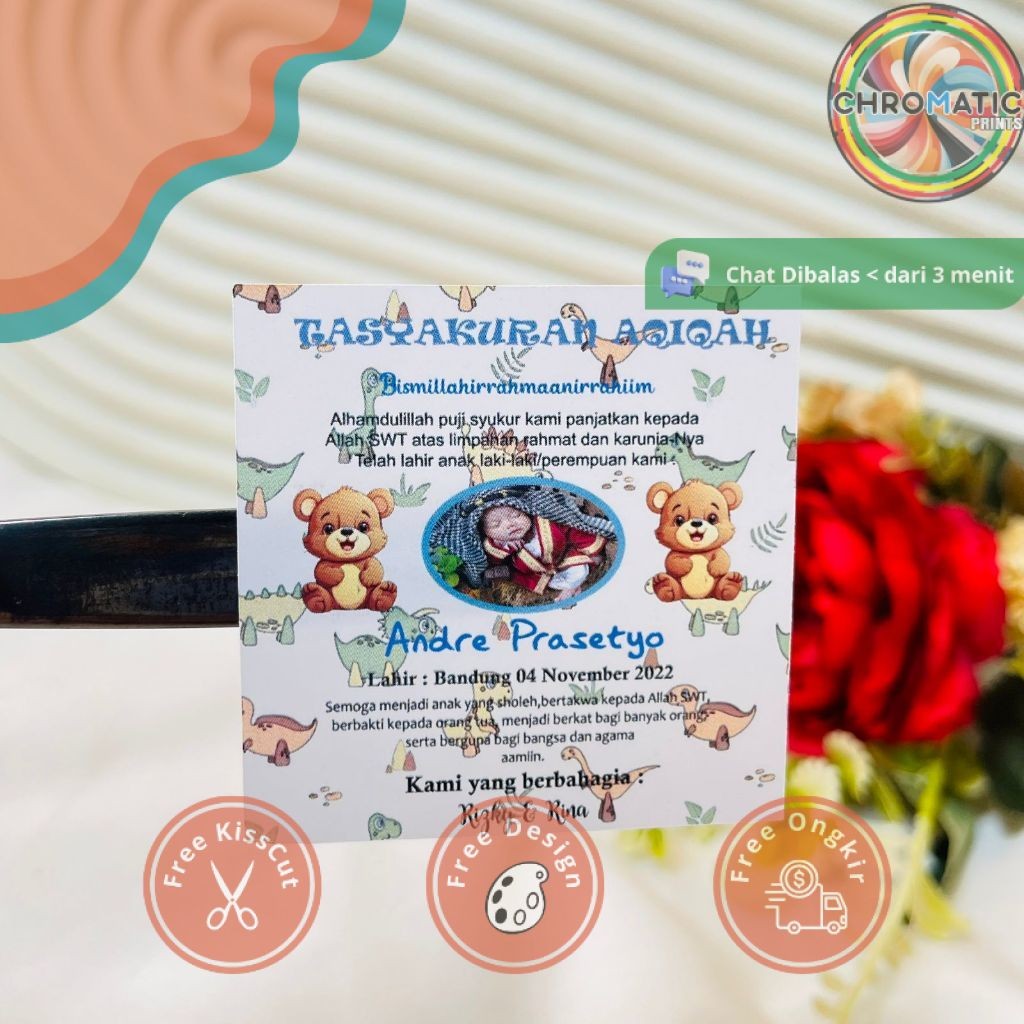 

chromatic 5-8 Sticker Sykuran Tasyakuran Aqiqah Bayi Stiker Acara Aqiqah Anak Bentuk Kotak UkSedang
