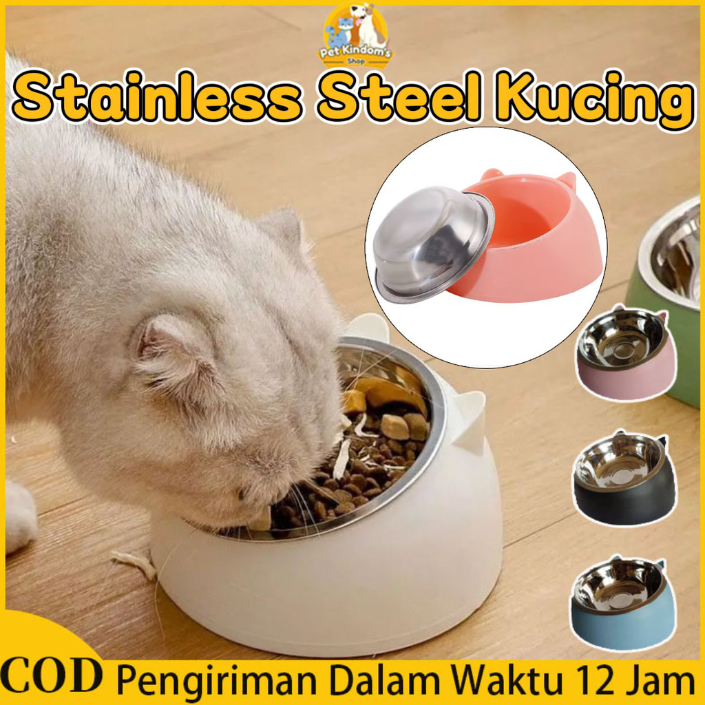 Pet Bowl / Tempat Makan Kucing Anjing / Mangkuk Anjing Mangkuk Kucing Stainless Steel / Mangkuk Stai