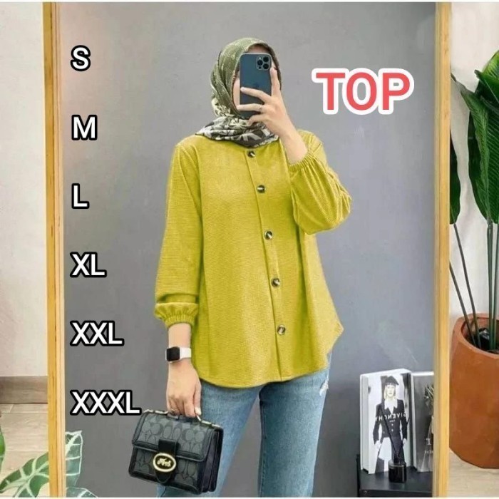 Kemeja Wanita Crinkle Airflow / Kemeja Polos Crinkle Warna Cokelat Pink Maroon Navy Hitam - Baju Dre
