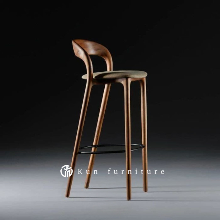 Kursi Bar Stool Tinggi Kayu Jati Asli Terbaru Jok Custom