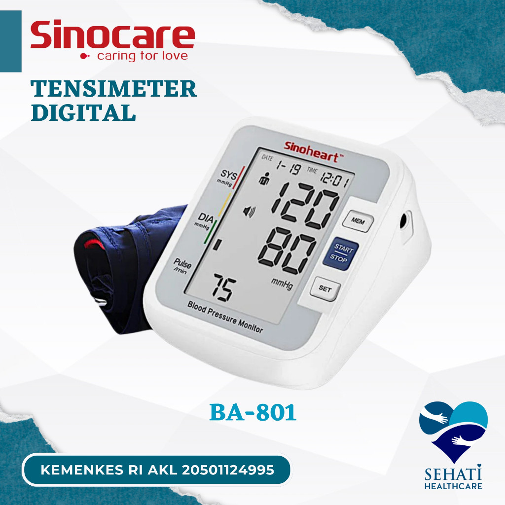Sinocare Tensimeter Digital BA801 Alat Ukur Cek Tekanan Darah Tensi Medis Kesehatan