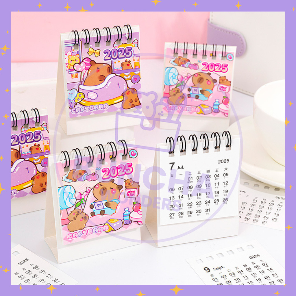 

BW PROMO - Kalender Meja Mini Aesthetic Motif Kapibara Ungu Pink - Kalender Aesthetic Desk Calendar