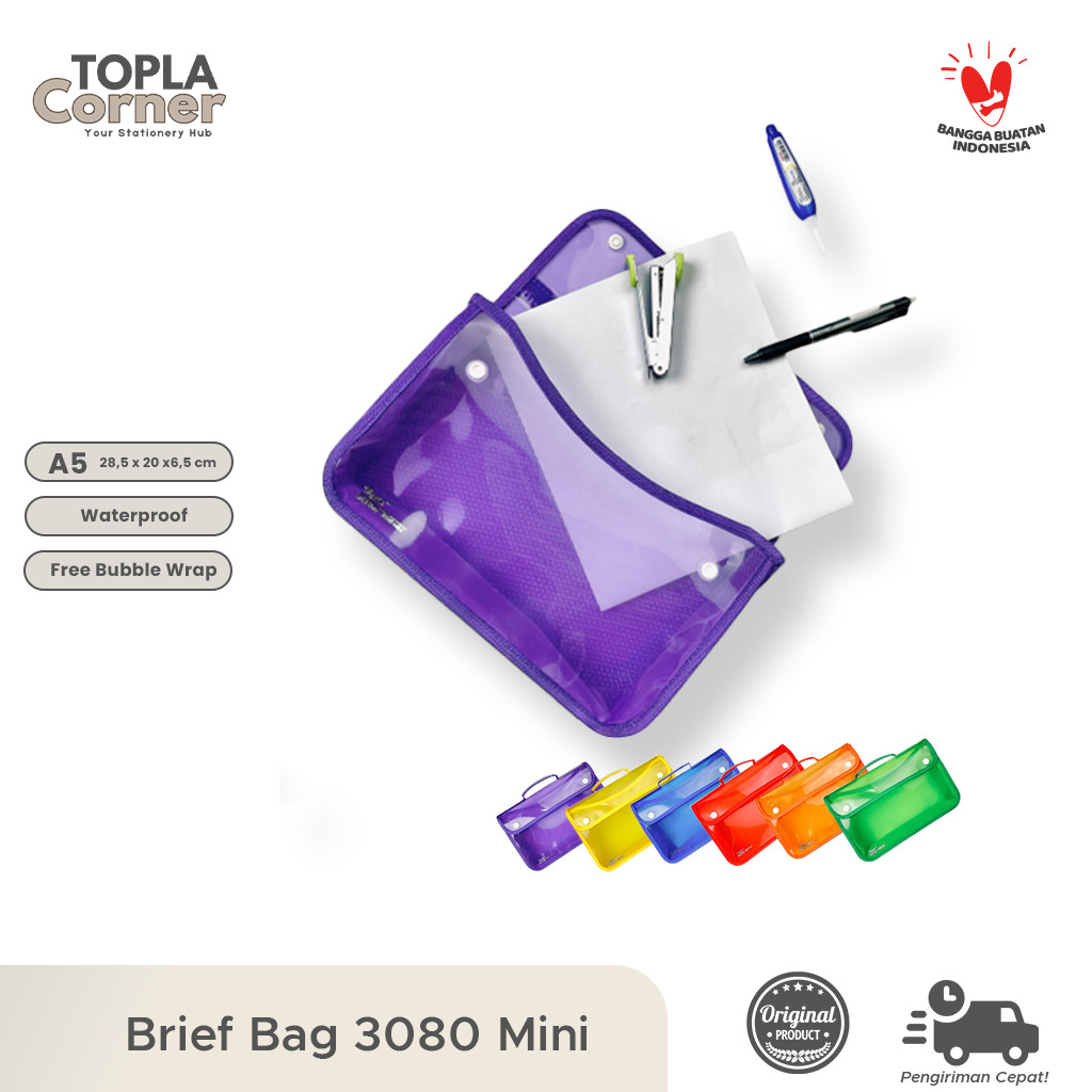 

Topla Brief Bag 3080 Mini - Tas Jinjing A5 Kecil 2 Kancing Waterproof untuk Dokumen & Pelajar