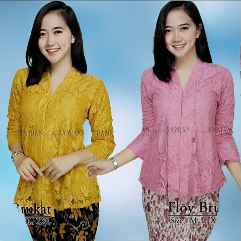 Kebaya Kondangan modern Set Kebaya Kutubaru Modern Brokat Floy Kebayak Kutu Baru Jumbo 3L Ld 120cm P