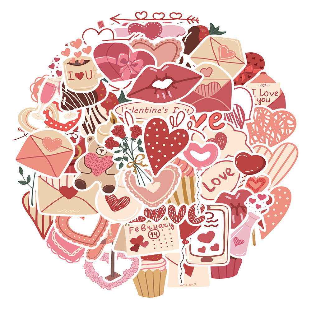 

10/30/58Pcs Valentine's Day Love graffiti Stickers For Suitcase Laptop Luggage Fridge Phone Car Styling