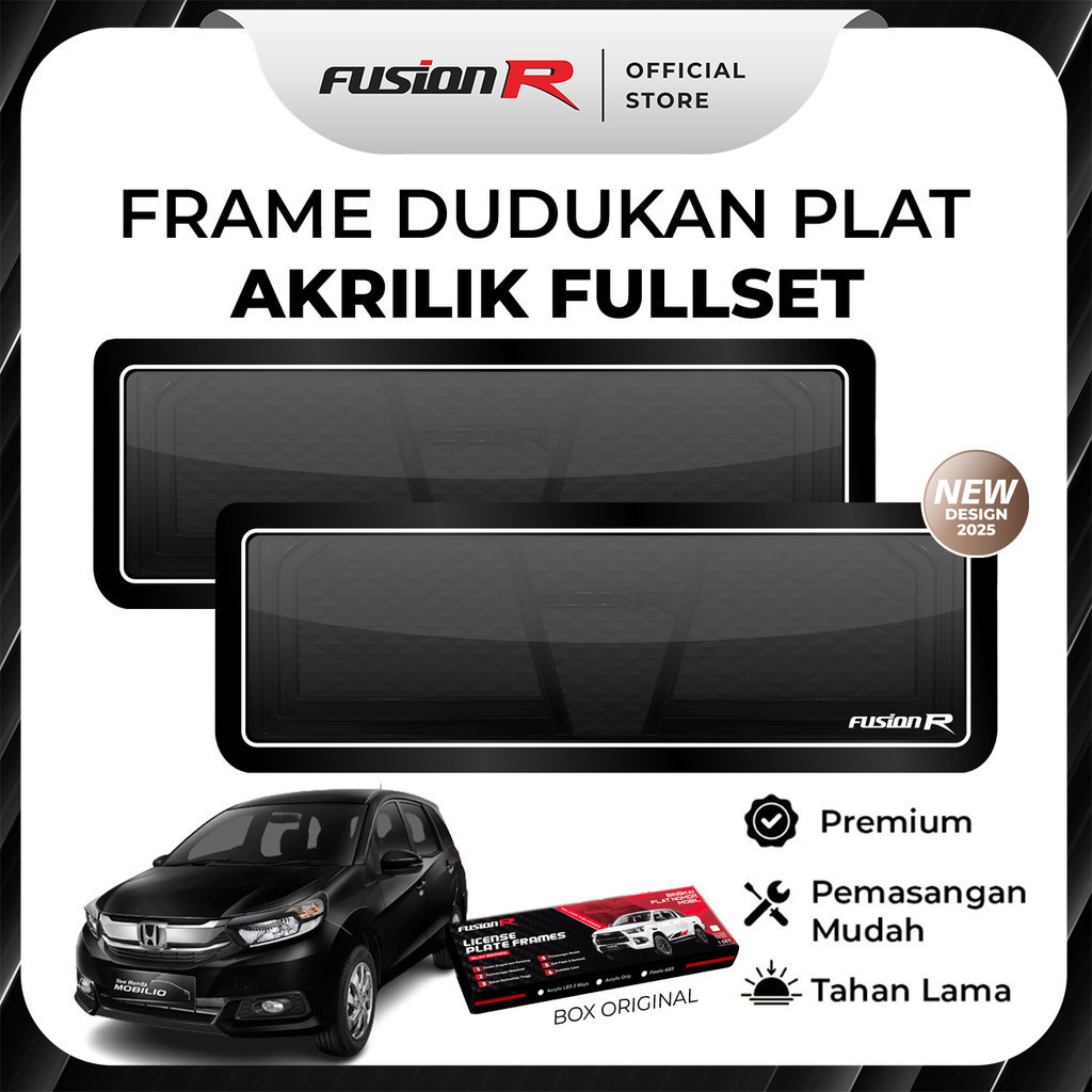 FUSION R Dudukan Plat Mobil Mobilio Tatakan Tempat Plat Nomor Mobil Akrilik Mika Original Fullset