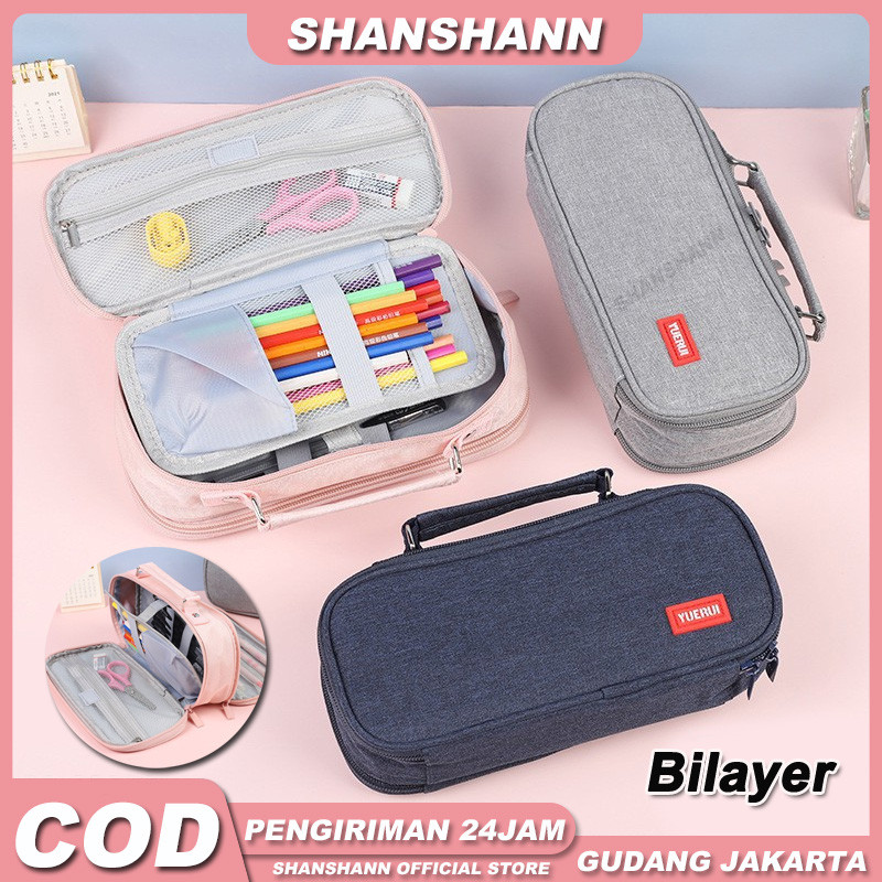 

Pen Tempat Pensil Ritsleting Kapasitas Besar Kotak Pensil Lima Lapis Alat Tulis Terbuka Ganda Multifunction Double Layer