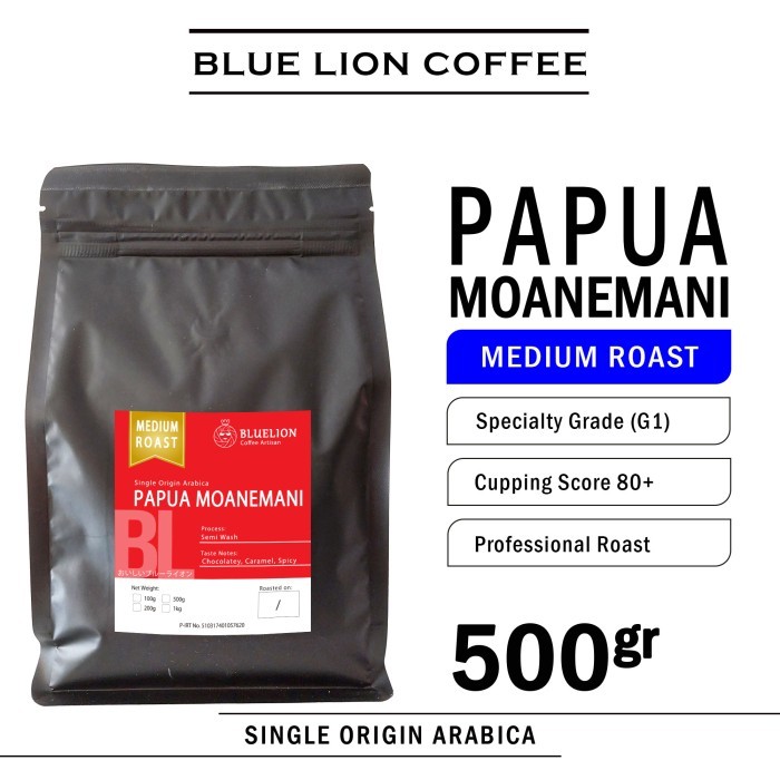 

Blue Lion Coffee Papua Moanemani 500 gram Medium Roast Kopi Arabika - BIJI