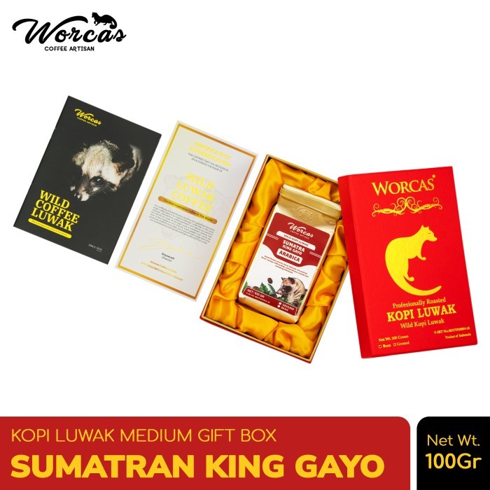 

WORCAS Kopi Luwak Liar Sumatran King Gayo 100gr - Medium Gift Box - KOPI BIJI