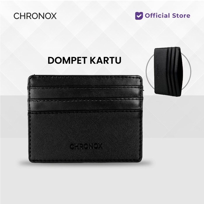 

New Collection CHRONOX Dompet Kartu Pria Wanita Kulit Card Holder - FLEX - Hitam, Tanpa Emboos