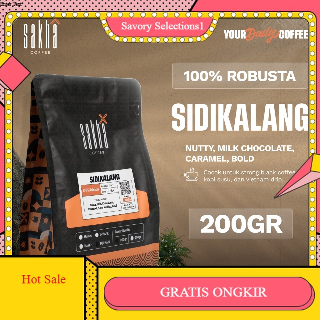 

【SAVORY】 SALE!! Kopi Robusta Sidikalang Asli Coffee Roast Beans Espresso 200 Gram Biji Bubuk Sakha Roastery