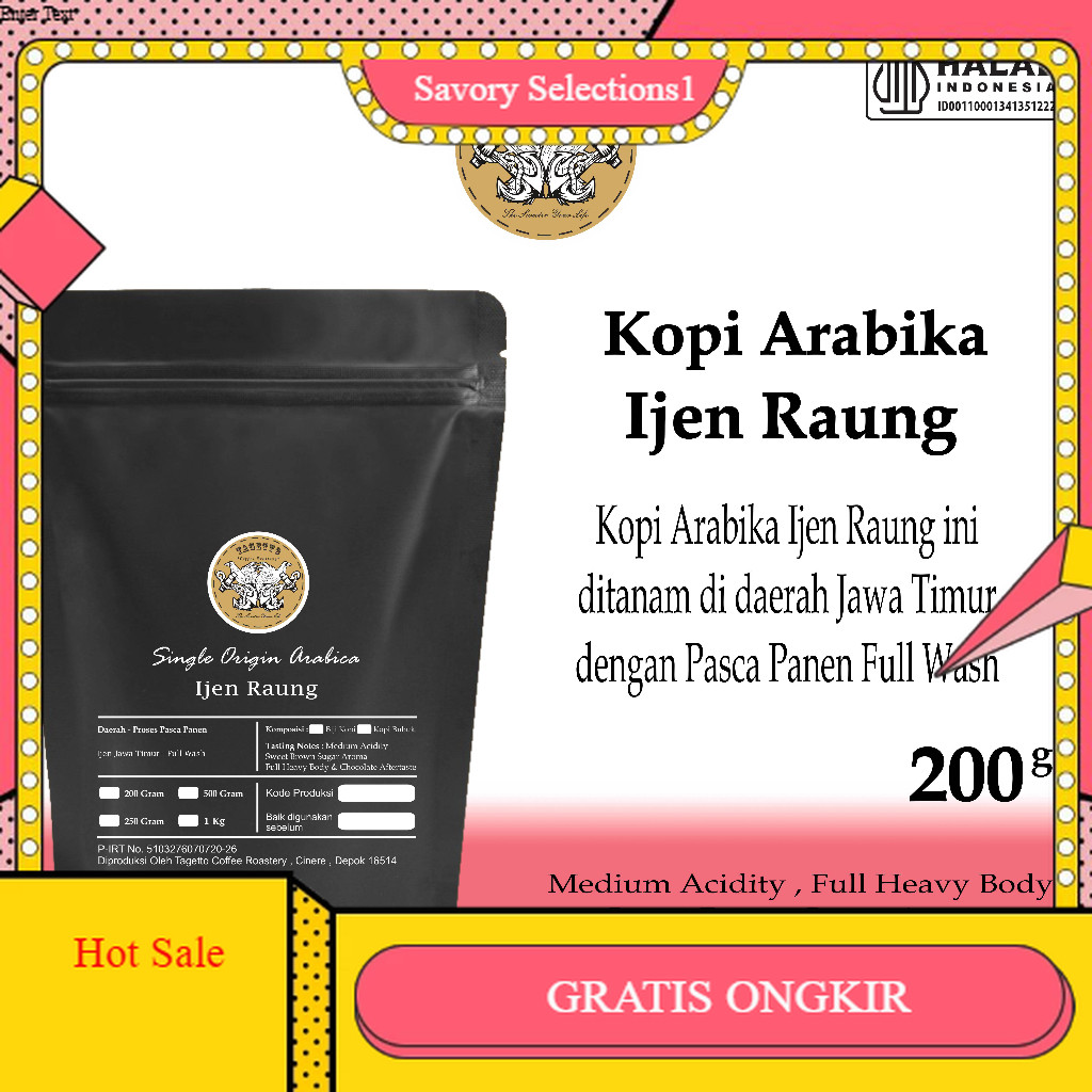 

【SAVORY】DISKON!! KOPI ARABIKA IJEN RAUNG 200GR BIJI / BUBUK | FULL WASH ARABICA COFFEE