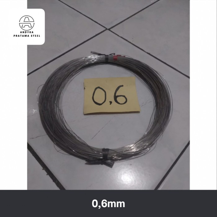 kawat stainless 304 uk 0,6mm hard & soft per 0,5kg - hard