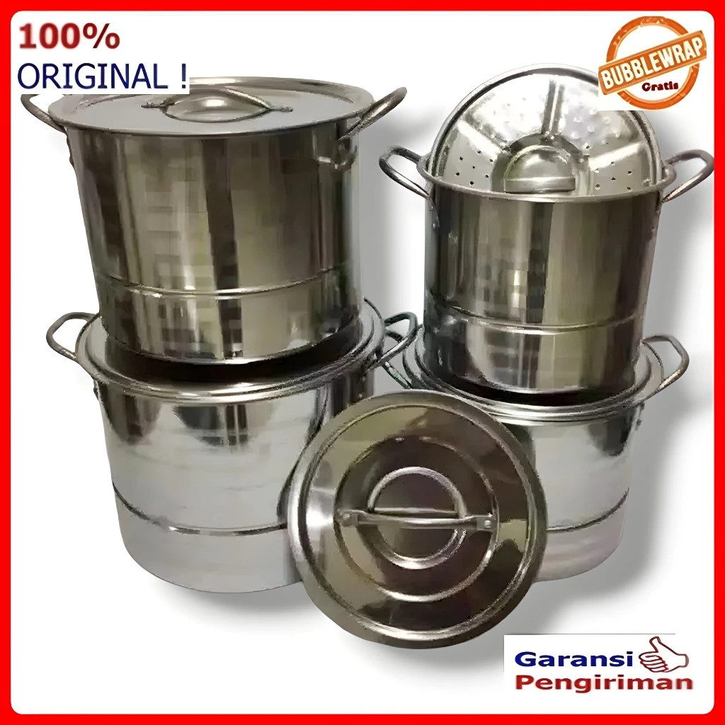 Panci Stainless Tinggi Plus Steamer Panci Liwet Nasi Dandang Nasi Stockpot Stainless