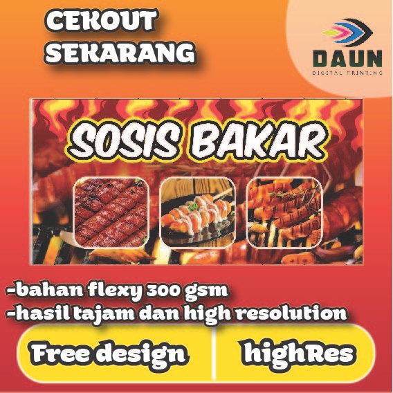 SPanduk/Banner/Backdrop Sosis Bakar Ukuran 120 x 60