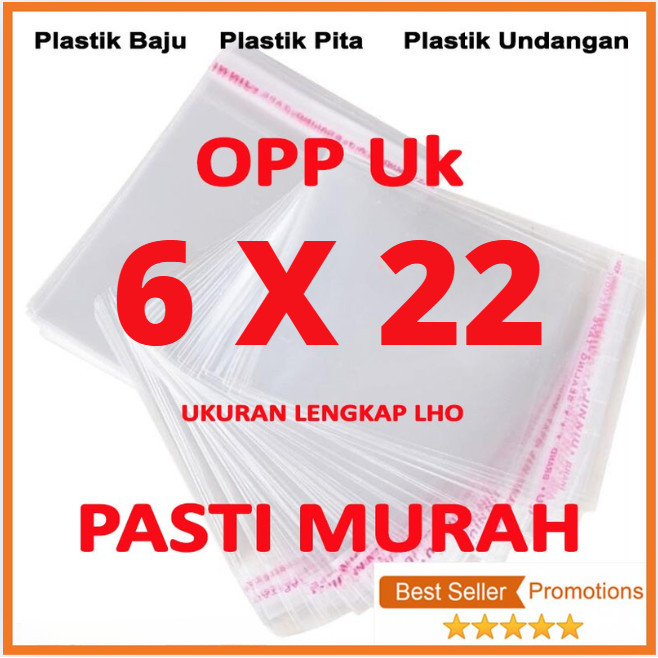 

6 X 22 Opp Lem plastik kaca kemasan (isi 100 lembar) Tebal 04