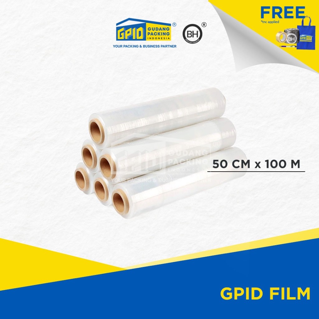GPID FILM - Stretch Film / Wrapping Putih / Hitam 50 cm x 100 m