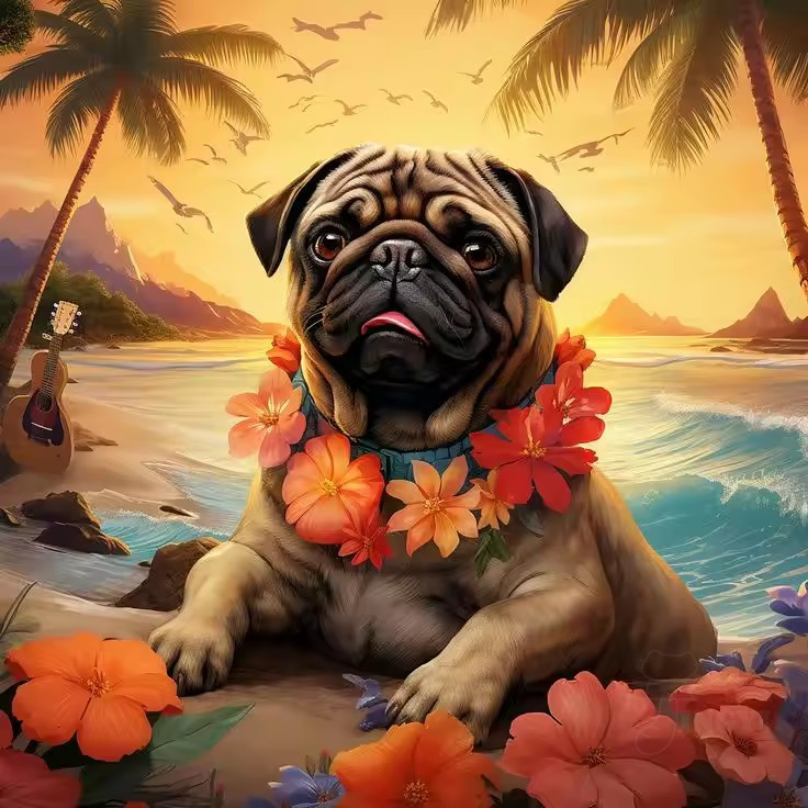 

Dutch Pug 5D Diamond Painting Kit Art Cute Puppy Art Portrait DIY Diamond Embroidery Mosaic Rhinestone Home Decor Handcraft Gift