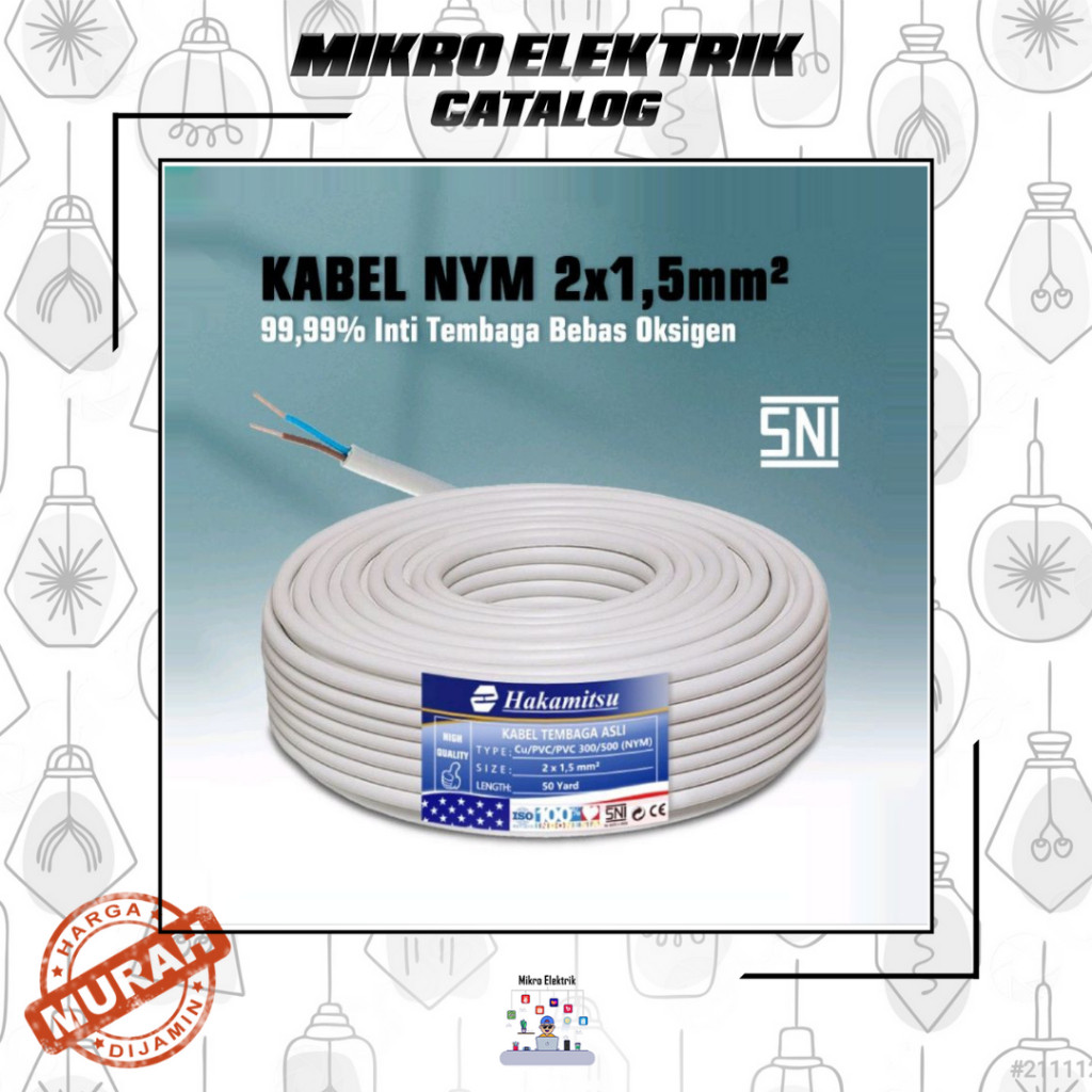 Kabel Listrik Tembaga HAKAMITSU NYM 2x1.5 SNI new