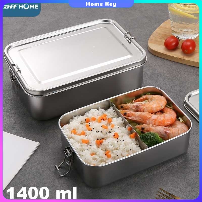 TaffHOME Kotak Makan Lunch Box Stainless Steel 2 Grid 1400ml - UP-14