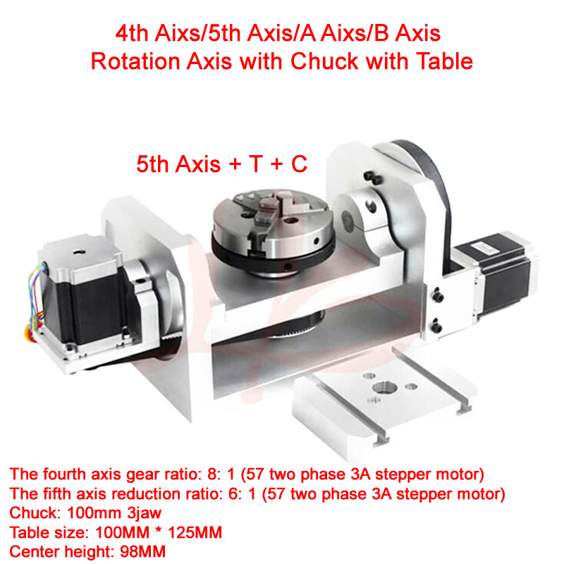 4th Aixs/5th Axis/A Aixs/B Axis,Rotation Axis with Chuck with Table CNC 4th Axis/5th Axis (A Aixs,Ro
