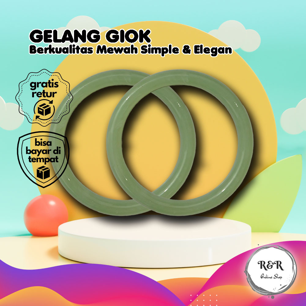 Gelang Giok Fashion Korea Stylish Simpel Model Lingkar Penuh Unisex Gelang Giok Hijau Natural Asli L