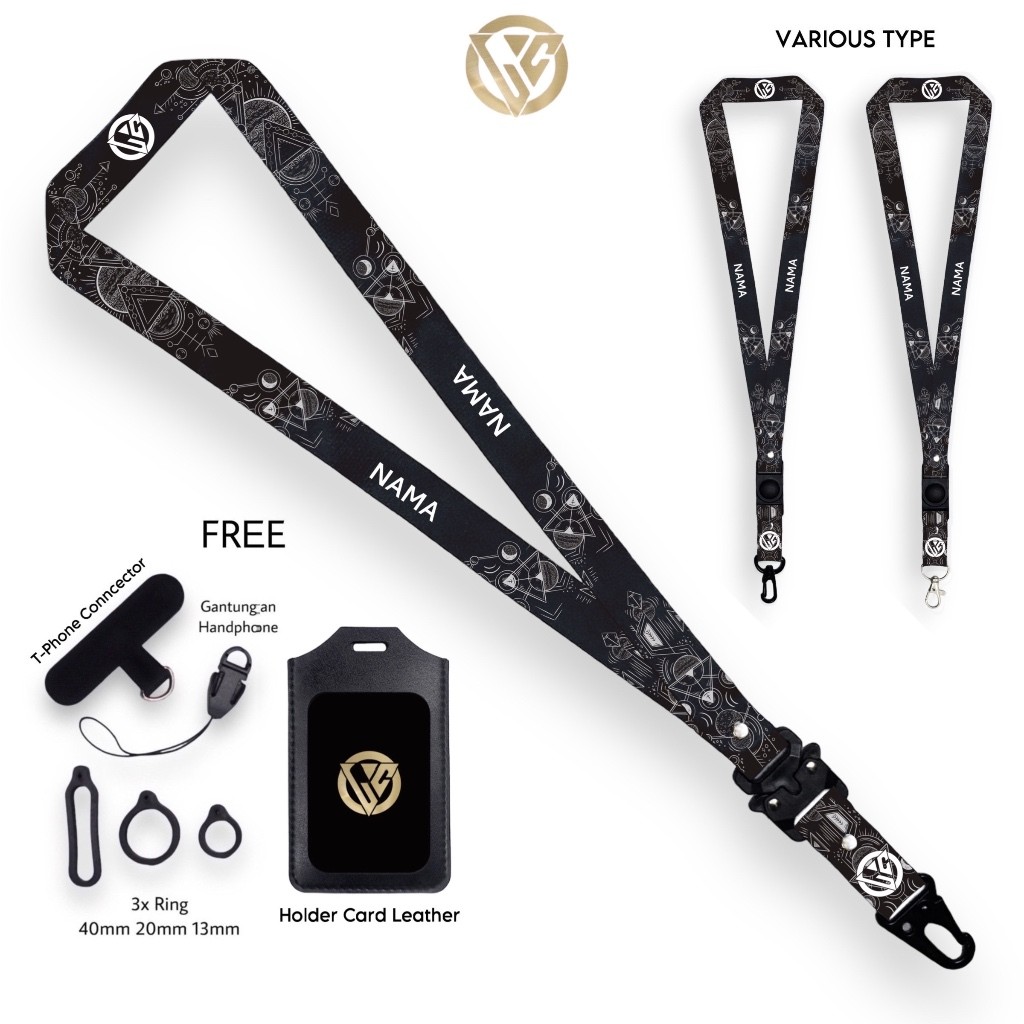 

Lanyard Craft Custom Nama Geometric V2 Gantungan Holder ID Card