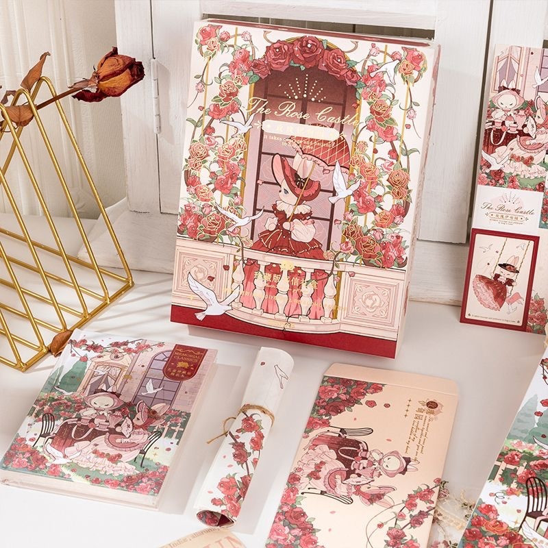 

New Buku Diary The Rose Castle Notebook Set + Gift Box Jurnal Set 0867Premium