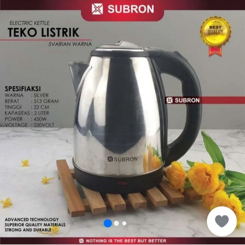 Teko Elektrik Stainless 2 Liter (Subron) / Teko Perebus Air / Teko Pemanas Air / Teko Perebus Air El