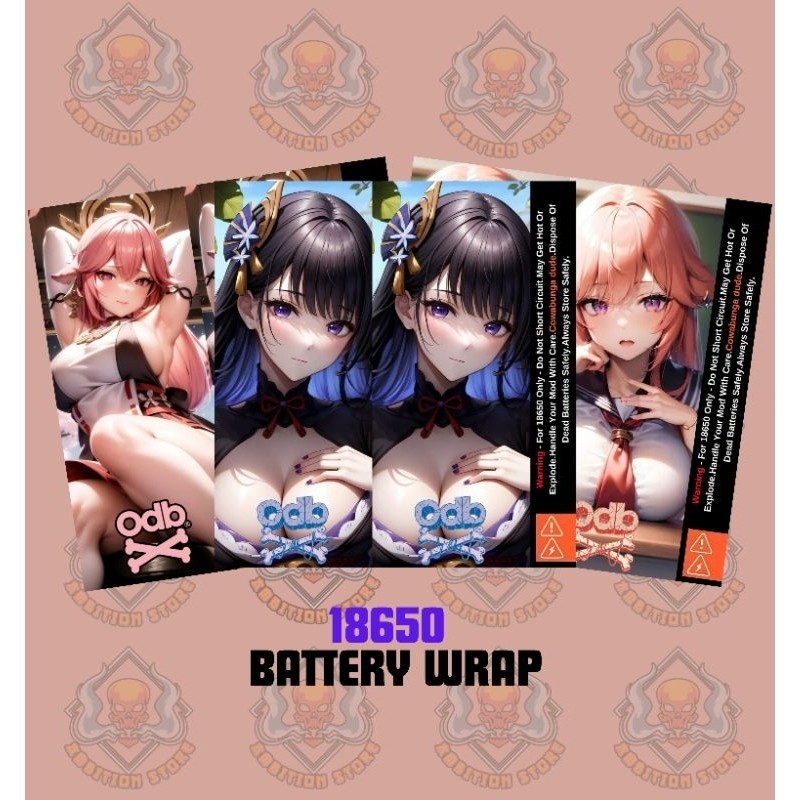 

- Stiker Skin Wrap Baterai 18650 Motif Genshin Impact v2 Series - Pelindung dan Penghias Baterai 18650 Untuk Segala Merek Baterai