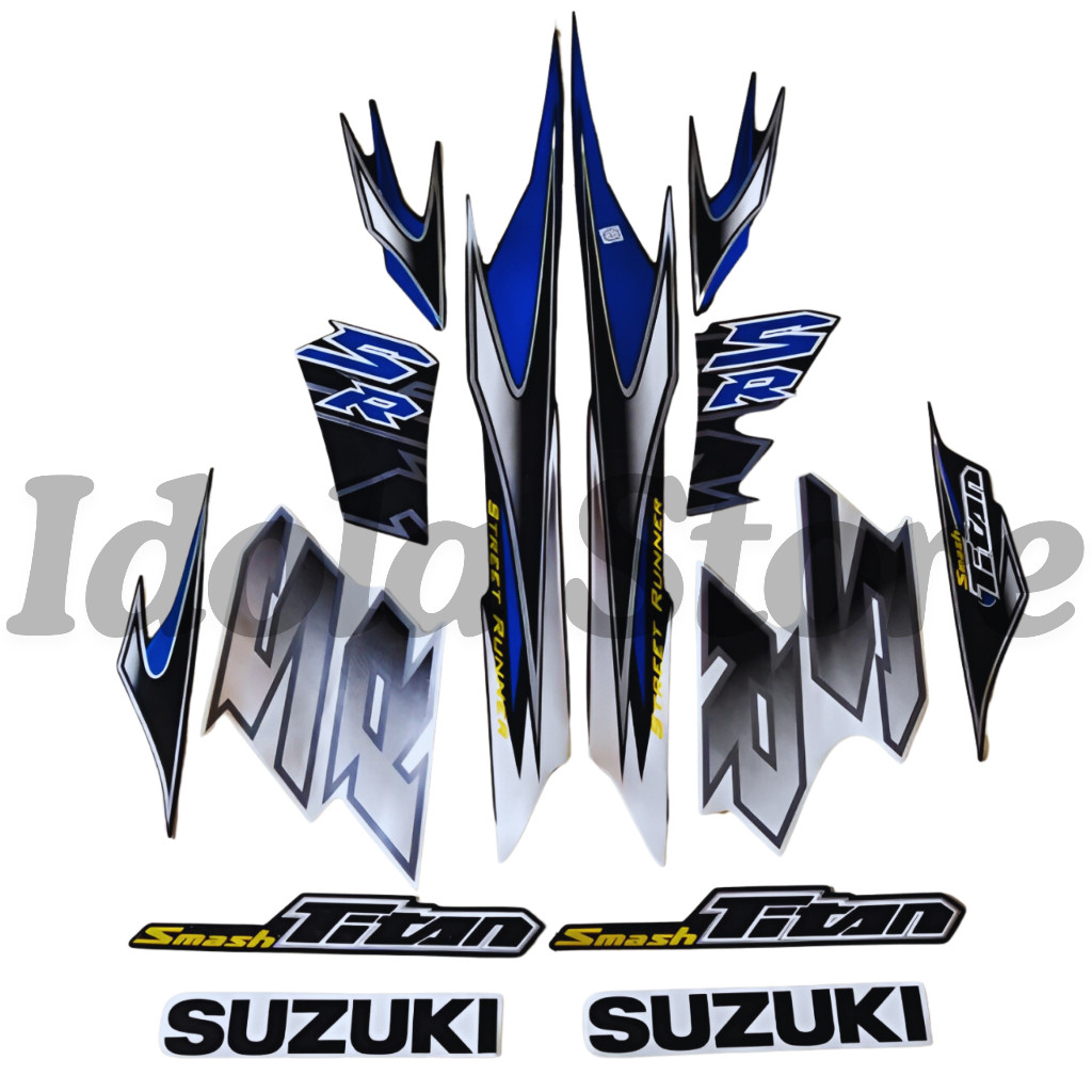 Stiker Striping Suzuki Smash 110 R Titan SR 2010 Hitam Biru List Body Motor Smash 110