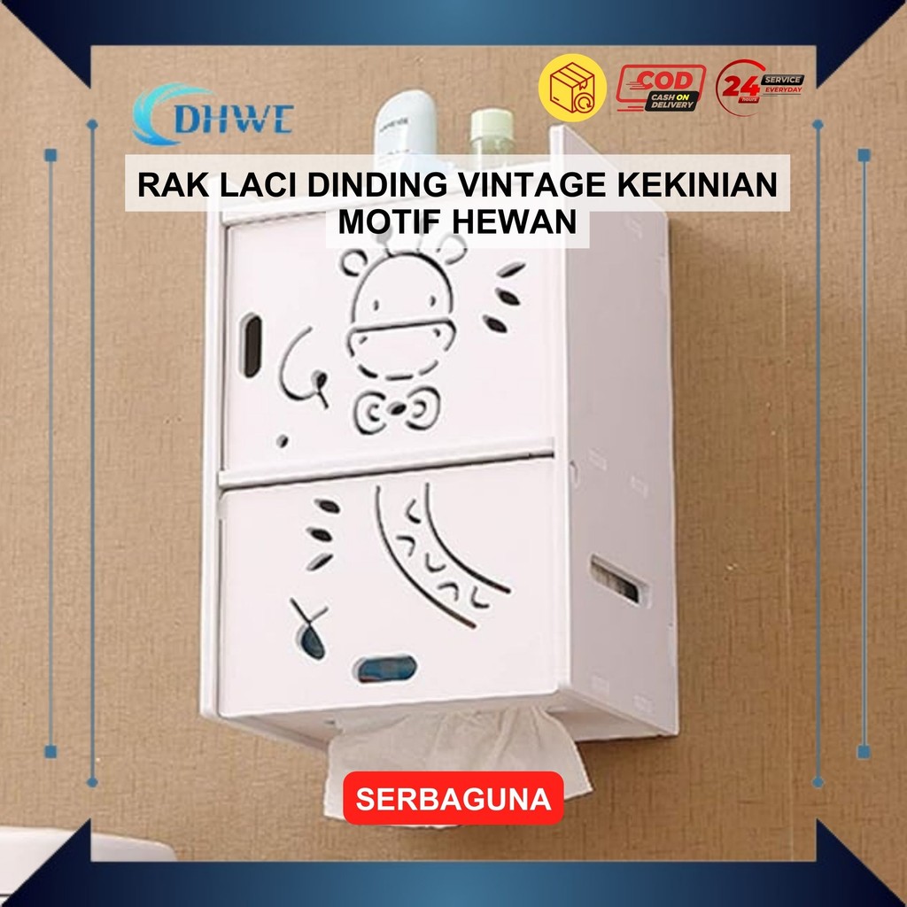 DHWE - Rak Penyimpanan First Aid Obat-obatan Rak Dengan Laci 2 Pintu Rak 2 Tingkat Tempat Tissue Box