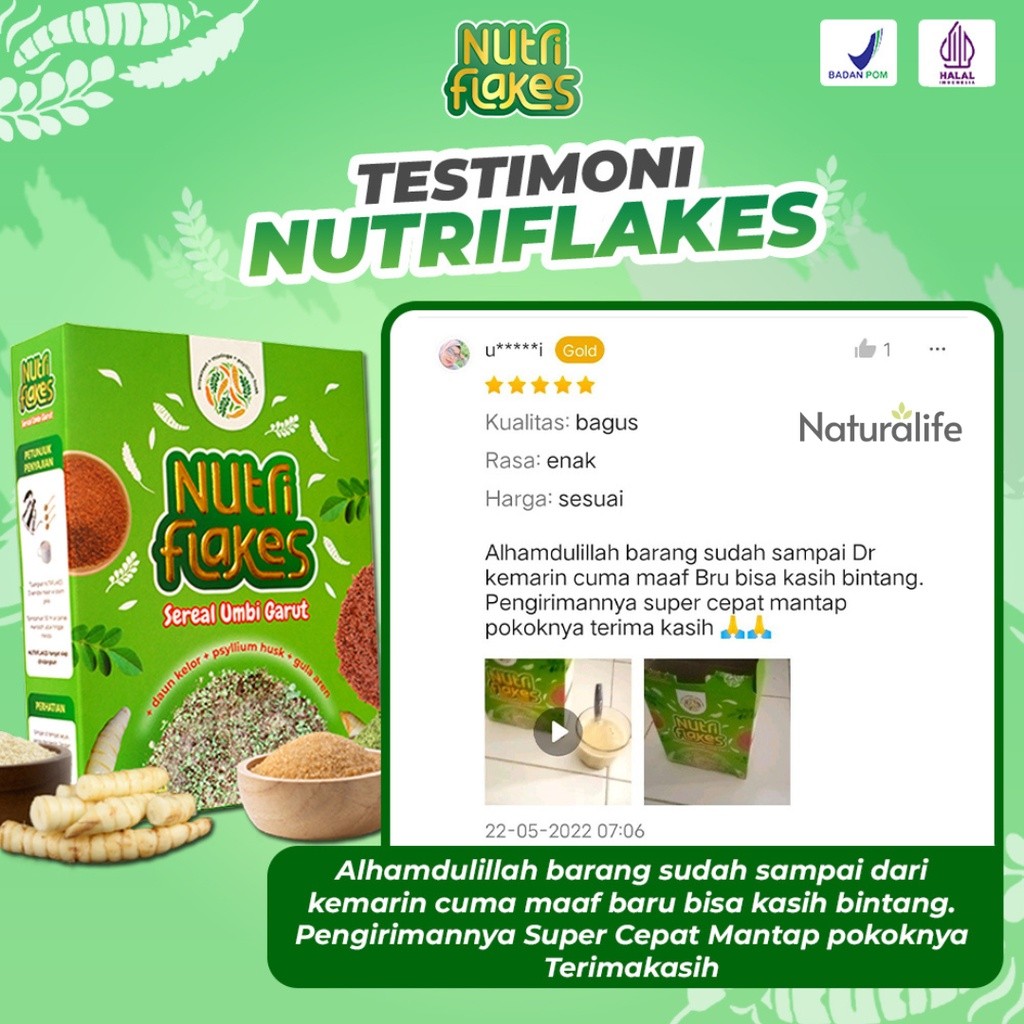 

QH NUTRIFLAKES Sereal Umbi Garut Mengatasi Asam Lambung Maag Gula Darah Tinggi Diabetes Original 280
