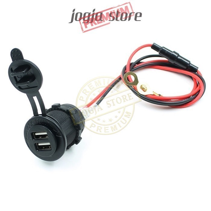 Socket Charger Motor Dual USB 12-24V Port Soket Charger HP Mp3 GPS