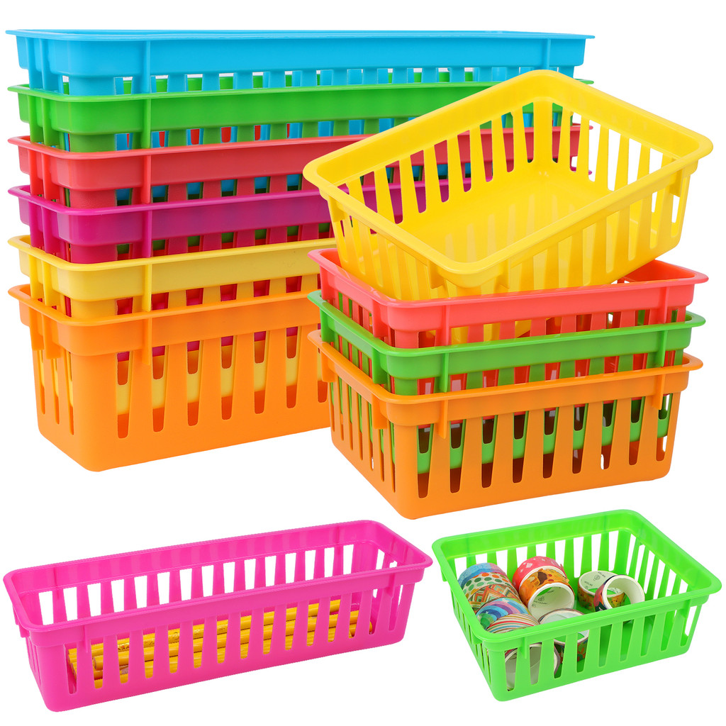 

10 Pcs Stationery Storage Baskets,Classroom Pen Basket Pencil Organiser Basket Trays Coloured Pencil Basket Plastic Pencil