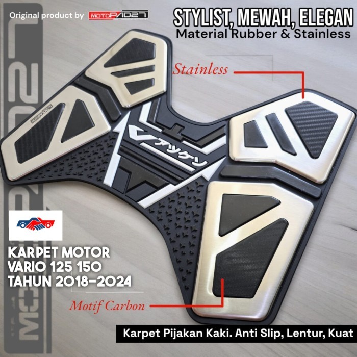 karpet motor NEW VARIO 125 150 tahun 2024-2015 stainless MP27 - Putih