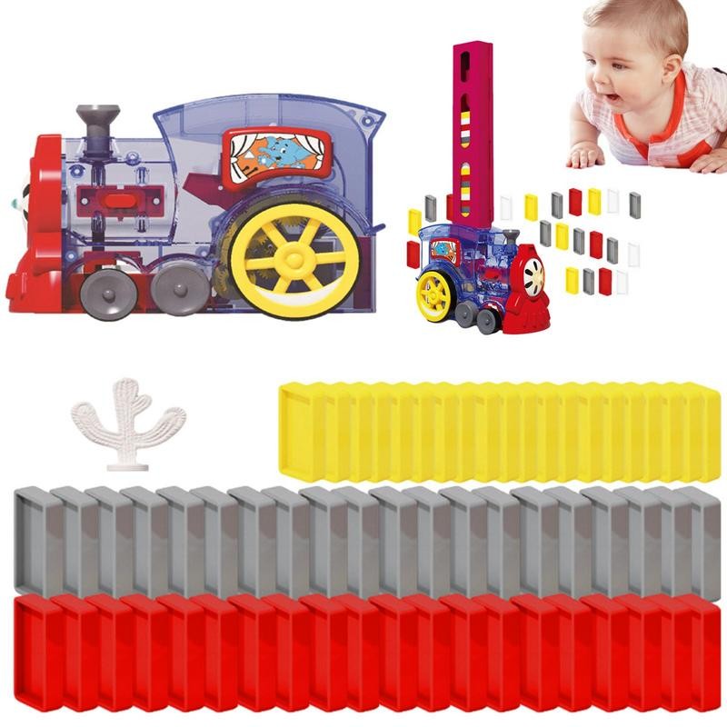 Automatic Domino Train Toy Domino Rally Electric Train Set Domino Stacking Toy For Train Coordinatio