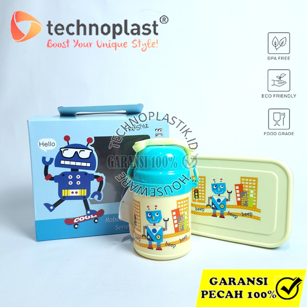 TECHNOPLAST Paket Kado Souvenir Set School Robot Circus Lunch Box & Botol Air