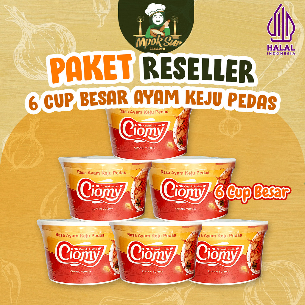 

Mpok Sur - Paket Hemat Ciomy Cuanki Cup Besar Ayam Keju Pedas Set isi 6 pcs