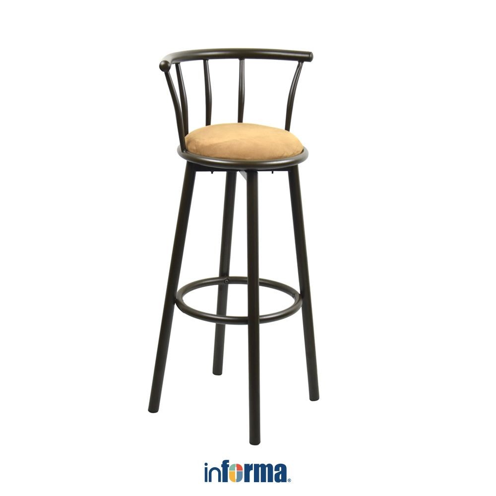 Baru Informa Neo Mocha Kursi Bar H75 - Cokelat Bar Stool Kursi Kafe Bartending Dengan Sandaran