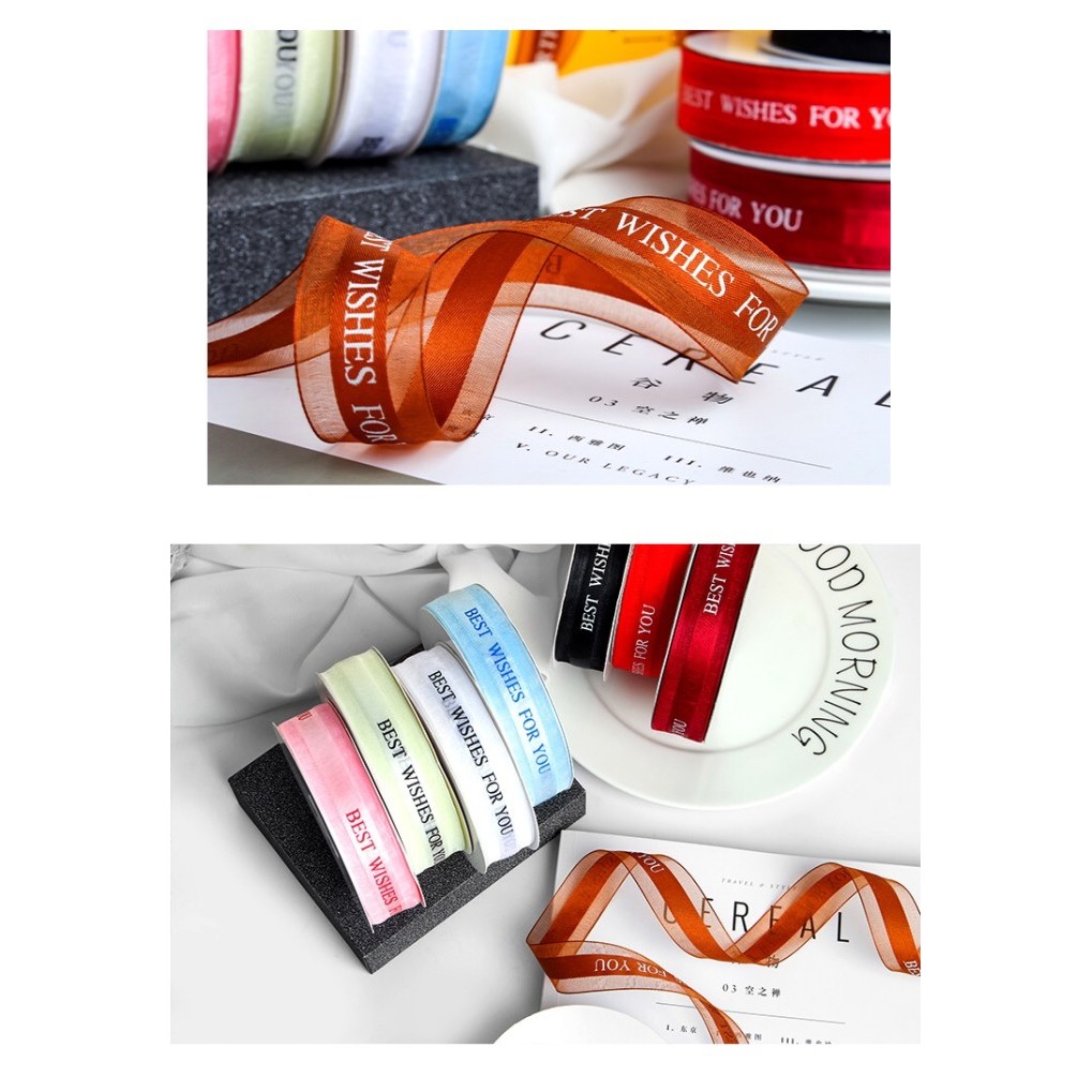 

pita merah hijau natal / ribbon hias kado meter kain design christmas - CREAM