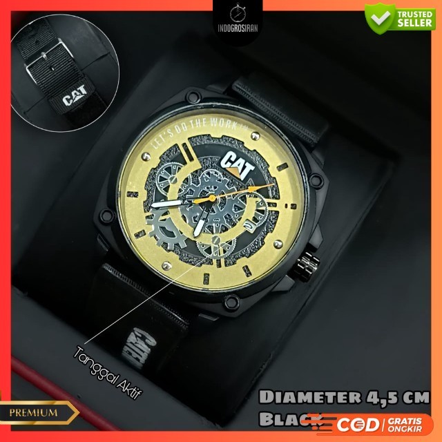 Jam Tangan Pria Fashion Caterpillar 0445 Tanggal Aktif - COD - Free Box Dan Baterai Cadangan - Best 