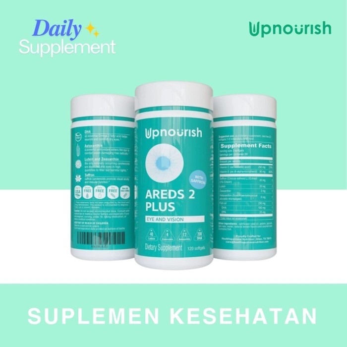 Upnourish Areds 2 Plus For Eye 120 Softgels Lutein Zeaxanthin Saffron