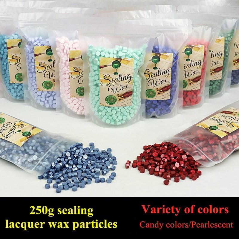 

250g Retro Octagonal Sealing Paint Wax particles candy color/pearlescent color DIY gift wedding invitation wax seal 715pcs