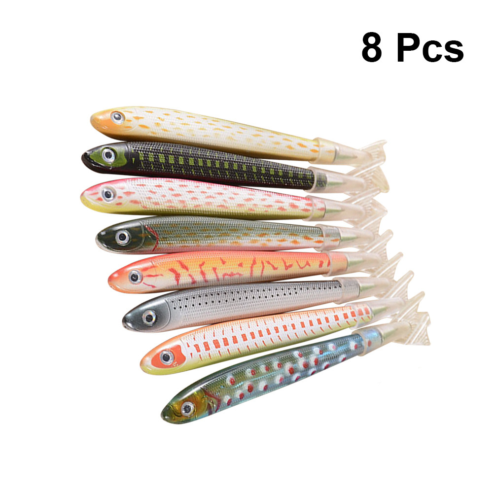 

8pcs Fish Design Ballpoint Pens Cartoon Simulation Creative Signing Pens Student Stationery School Supplies (Mixed Pattern)