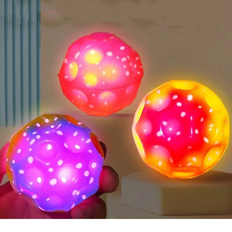 

Glowing Extreme High Bouncing Ball With LED Light Space Ball Children Outdoor Toys Fidget Toys Stress Relief Hole Ball